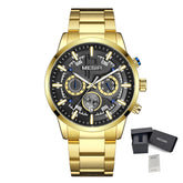 MEGIR Luxury Watch Mens Business Watches Calendar Stainless Steel Quartz Wrist Watch Clock Casual Chronograph Relogio Masculino