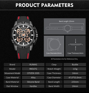 RUIMAS Top Brand Mens Watches Luxury Silicone Large Dial Sports Quartz Wristwatch Waterproof Date Clock Casual Relogio Masculino
