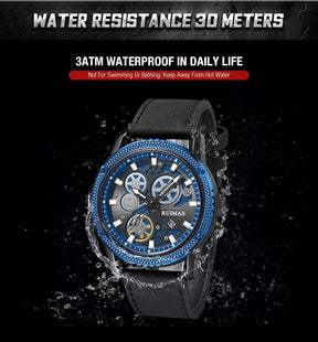 RUIMAS Relogio Masculino Luxury Leather Band Quartz Wristwatch Men Big Dial Moda Watches Waterproof Sport Military Reloj Hombre