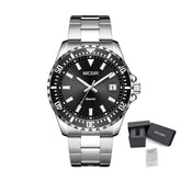 MEGIR Fashion Men Watches Top Luxury Stainless Steel Quartz Wristwatch Calendar Luminous Clock Large Dial Relogio Masculino