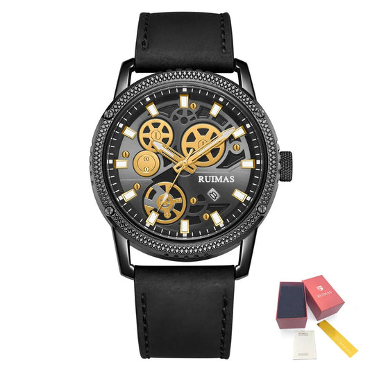 RUIMAS Relogio Masculino Luxury Leather Band Quartz Wristwatch Men Big Dial Moda Watches Waterproof Sport Military Reloj Hombre