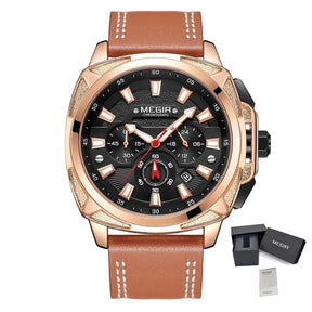 MEGIR Relogio Masculino Watches Men Fashion Leather Band Sports Military Watches Luxury Quartz Business Wristwatch Reloj Hombre
