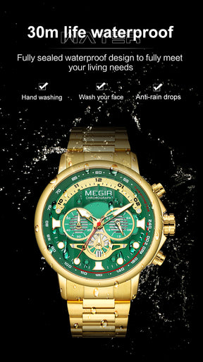 MEGIR Luxury Men Watches Stainless Steel Quartz Wristwatches Fashion Men Business Watch Clock Male Chronograph Relogio Masculino
