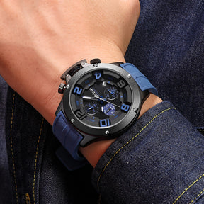 MEGIR Relogio Masculino Luxury Quartz Watch for Men Yellow Silicone Strap Military Sport WristWatch Chronograph with Auto Date