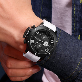 MEGIR Relogio Masculino Luxury Quartz Watch for Men Yellow Silicone Strap Military Sport WristWatch Chronograph with Auto Date