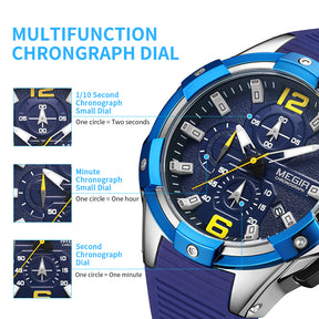 MEGIR Men's Chronograph Original Top Luxury Sports Military Watches for Men Date Luminous Wristwatches Clock Relogio Masculino