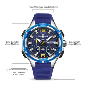 MEGIR Men's Chronograph Original Top Luxury Sports Military Watches for Men Date Luminous Wristwatches Clock Relogio Masculino