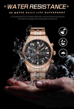 MEGIR Fashion Men Watches Luxury Business Wristwatch Stainless Steel Quartz Watch Calendar Luminous Man Clock Relogio Masculino
