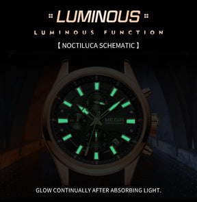 MEGIR Fashion Men Watches Luxury Business Wristwatch Stainless Steel Quartz Watch Calendar Luminous Man Clock Relogio Masculino