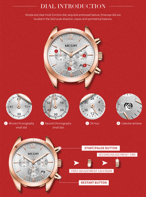 MEGIR Fashion Women Watches Luxury Ladies Casual Wristwatches Leather Female Quartz Bussiness Watch Dress Clock Relogio Feminino