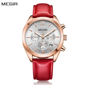 MEGIR Fashion Women Watches Luxury Ladies Casual Wristwatches Leather Female Quartz Bussiness Watch Dress Clock Relogio Feminino
