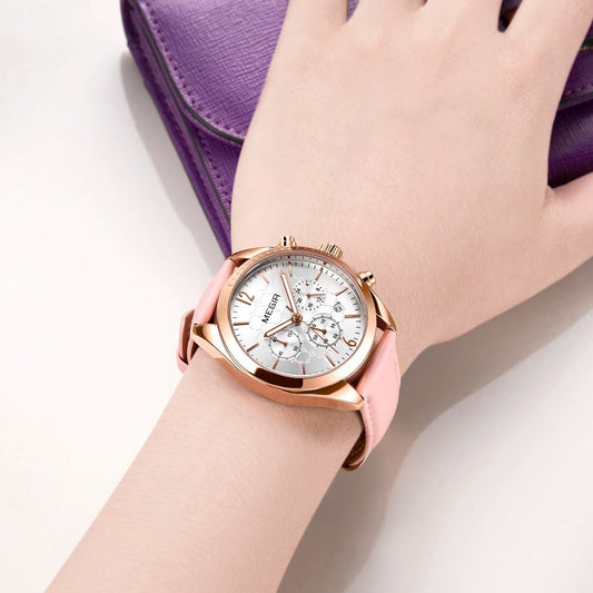 MEGIR Fashion Women Watches Luxury Ladies Casual Wristwatches Leather Female Quartz Bussiness Watch Dress Clock Relogio Feminino