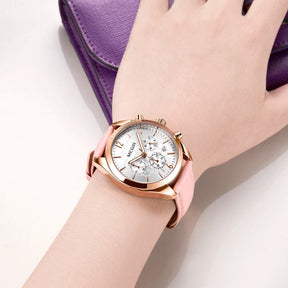 MEGIR Fashion Women Watches Luxury Ladies Casual Wristwatches Leather Female Quartz Bussiness Watch Dress Clock Relogio Feminino