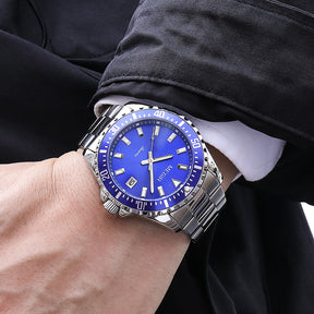 MEGIR Fashion Men Watches Top Luxury Stainless Steel Quartz Wristwatch Calendar Luminous Clock Large Dial Relogio Masculino