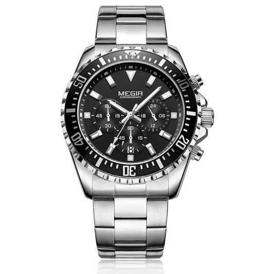 MEGIR Original Luxury Business Quartz Watch Men Brand Stainless Steel Chronograph Military WristWatch Clock Relogio Masculino