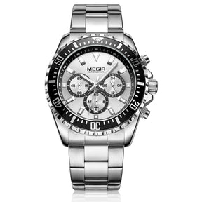MEGIR Original Luxury Business Quartz Watch Men Brand Stainless Steel Chronograph Military WristWatch Clock Relogio Masculino