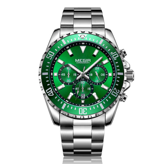 MEGIR Original Luxury Business Quartz Watch Men Brand Stainless Steel Chronograph Military WristWatch Clock Relogio Masculino
