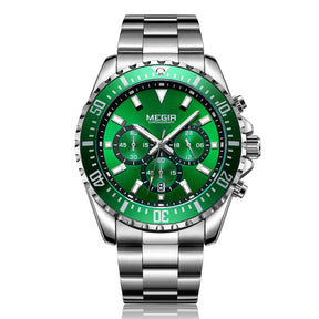 MEGIR Original Luxury Business Quartz Watch Men Brand Stainless Steel Chronograph Military WristWatch Clock Relogio Masculino