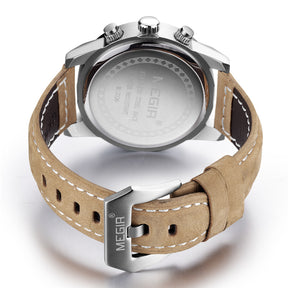 MEGIR Original Brand Luxury Watch Men's Sport Watches Leather Strap Watch Quartz Wristwatches Luminous Casual Relogio Masculino