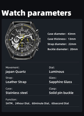 MEGIR Luxury Men's Business Casual Watches Leather Waterproof Quartz Chronograph Male Clock Wristwatch Relogio Masculino