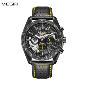 MEGIR Luxury Men's Business Casual Watches Leather Waterproof Quartz Chronograph Male Clock Wristwatch Relogio Masculino