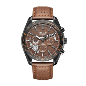 MEGIR Luxury Men's Business Casual Watches Leather Waterproof Quartz Chronograph Male Clock Wristwatch Relogio Masculino