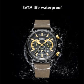 RUIMAS Men Luxury Sport Watches Leather Bracelet Quartz Wristwatch Luminous Clock Watch Calendar Relogio Masculino 585