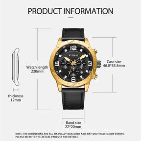 RUIMAS Relogio Masculino Fashion Men Quartz Watch Leather Sport Military Wristwatch Waterproof Clock with Auto Date