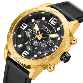 RUIMAS Relogio Masculino Fashion Men Quartz Watch Leather Sport Military Wristwatch Waterproof Clock with Auto Date