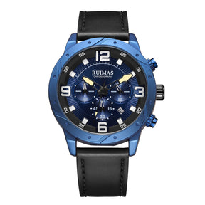 RUIMAS Relogio Masculino Fashion Men Quartz Watch Leather Sport Military Wristwatch Waterproof Clock with Auto Date