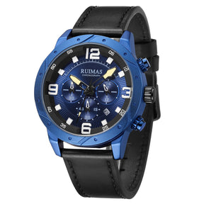 RUIMAS Relogio Masculino Fashion Men Quartz Watch Leather Sport Military Wristwatch Waterproof Clock with Auto Date