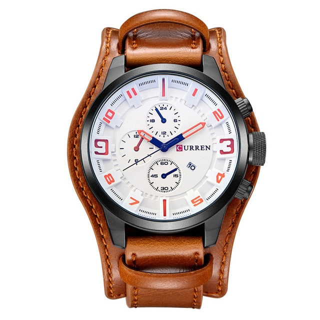 Relógio Masculino Luxo Militar pulseira de Couro #005