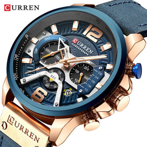 Relógio Masculino Luxo Pulseira de Couro #026