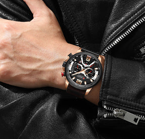 Relógio Masculino Luxo Pulseira de Couro #026