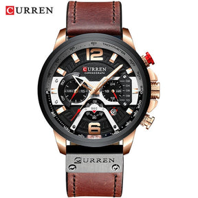 Relógio Masculino Luxo Pulseira de Couro #026